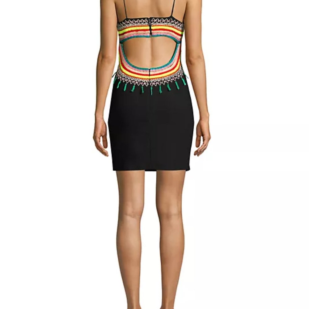 Alice & Olivia Loralee Embroidered Open-Back Fitted Dress - Picture 5 of 5